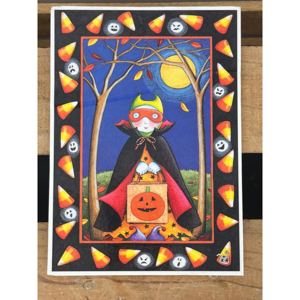 Mary Engelbreit Halloween Trick or Treat Art Print Vampire Candy Corn Border